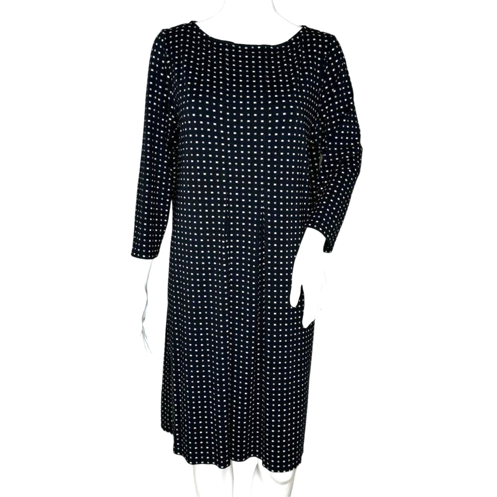 J Jill Dress Womens Medium Black White Geometric Print Wearever Collection Shift